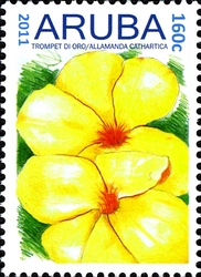 Stamp, Flowers - Allamanda catharctica, Aruba,  