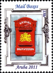 Stamp, Mail boxes, Aruba,  