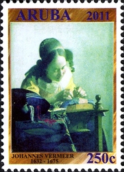 Stamp, International Culture III - Johannes Vermeer, Aruba,  