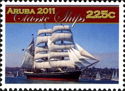 Stamp, Classic Ships, Aruba,  