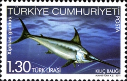 Stamp, Fishes in Our Seas - Sword Fish (Xiphias gladius), Turkey,  