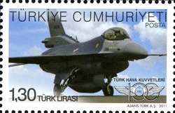 Stamp, Centenary of Turkish Air Force, Turkey,  