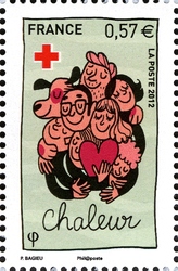 Stamp, Red Cross, France,  