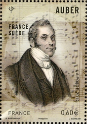 Stamp, Joint issue with Sweden - Masked Ball - Auber, France,  