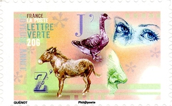 Stamp, Best Wishes, France,  