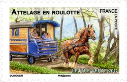 Plough horses - Attelage en roulotte