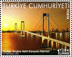 Turkey-China Joint Stamp issue - The Taizhou Yangtze Highway Bridge