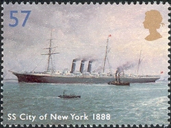 Stamp, Ocean Liners - Stately Queens of the Sea - SS City of New York 1888, United Kingdom of Great Britain & Northern Ireland,  