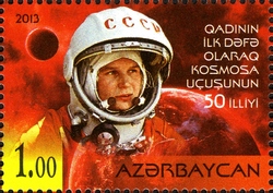 Stamp, 50th Anniversary of the First Woman's Flight into Space, Azerbaijan,  