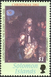 Stamp, Christmas 2002 - Lucas Cranach. The Elder, Solomon Islands,  