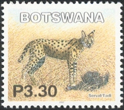 Stamp, Mammals of Botswana - Serval, Botswana,  