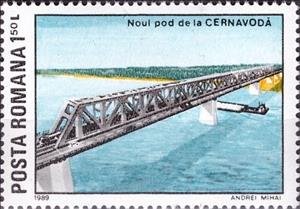 Stamp, New Danube Bridge at Cernavoda, Romania,  , Industry, Bridges