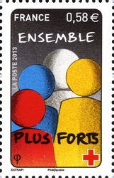 Stamp, Red Cross, France,  