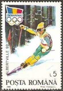 Stamp, Alpine skiing, Romania,  , Sport, Olympic Games, Skiing, Winter Sports