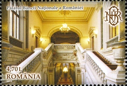 Stamp, Architecture - The National Bank of Romania Palace, Romania,  