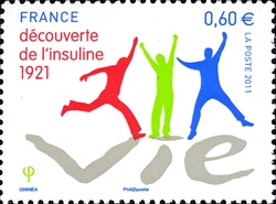 Stamp, Discovery of Insulin, France,  