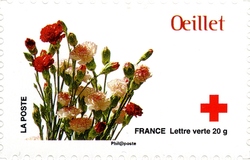 Stamp, Red Cross - Love depicted in 10 flowers, France,  