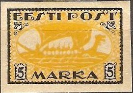 Stamp, Viking Ship (white paper), Estonia,  
