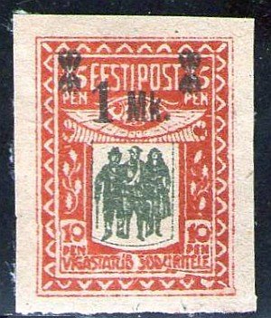 Stamp, Surcharge on n.21, Estonia,  