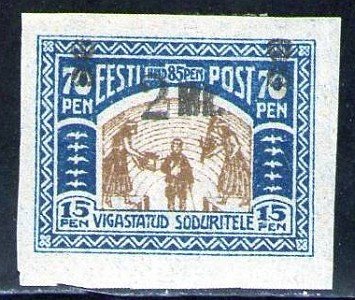 Stamp, Surcharge on n.22, Estonia,  