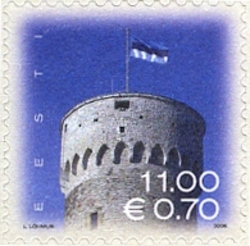 Estonian National flag flying from Pikk Hermann Tower
