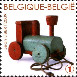 The Train in Miniature - toy train made of wood . Belgium 1950