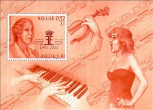 Souvenir Sheet, Music contest, Belgium,  , Royalty, Famous People, Music, Musical Instruments, Singers
