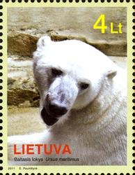 Stamp, Lithuania Zoo - Polar Bear, Lithuania,  