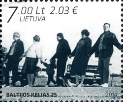 Stamp, 25th Anniversary of the Baltic Chain, Lithuania,  