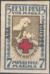 Stamp, Red Cross issue overprinted (imperf.), Estonia,  