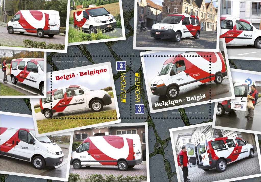 Souvenir Sheet with Pickup Trucks form Belgian post