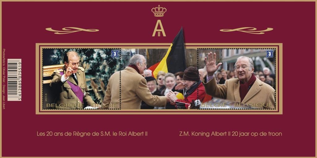 Souvenir Sheet King Albert II, 20 Years on the Throne