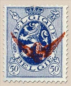 Stamp, Service stamp: Heraldic Lion with overprint winged wheel, Belgium,  