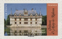 Stamp, Architecture - Chateau d'Azay-le-Rideau, France,  