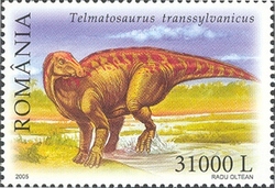 Stamp, Dinosaurs from Tara Hategului - Telmatosaurus transsylvanicus, Romania,  