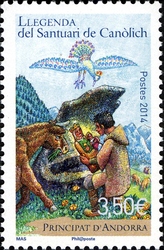 Stamp, The Legend of the Sanctuary of Canòlich, Andorra, French Administration,  