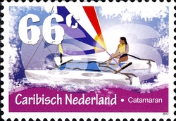 Stamp, Sailboats - Catamaran, Caribbean Netherlands,  