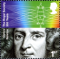 Stamp, The Royal Society 350 Years - Isaac Newton Optics, United Kingdom of Great Britain & Northern Ireland,  