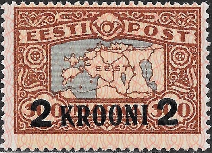 Map of Estonia (surcharge on n.54)
