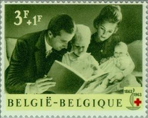 Stamp, Red Cross, Belgium,  , Royalty, Red Cross and Red Crescent, Healthcare, Books, Princes, Princesses
