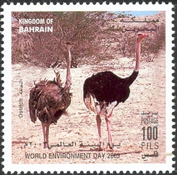 Stamp, World Environment Day 2003 - Ostrich, Bahrain,  