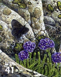 Stamp, Nature of North America - Alpine Tundra - Magdalena Alpine Butterfly and Sky Pilot, United States of America,  