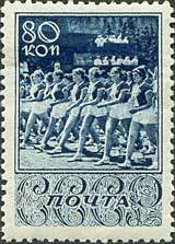 A column of athletes