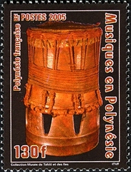 Stamp, Music in Polynesia - Pahu and Vivo, French Polynesia,  