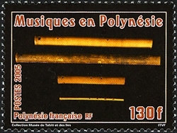 Stamp, Music in Polynesia - Pahu and Vivo, French Polynesia,  