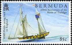 Stamp, 200th Anniversary of the Battle of Trafalgar - HMS Pickle racing back to England, Bermuda,  