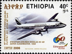 60th Anniversary of Ethiopian Airlines - Douglas DC6B Super Cloudmaster. 1958