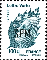 Stamp, Marianne Green Letter, Saint Pierre and Miquelon,  