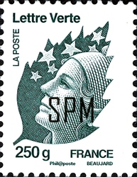Stamp, Marianne Green Letter, Saint Pierre and Miquelon,  
