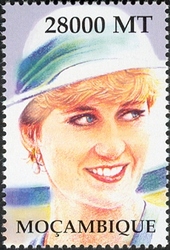 Stamp, 5th Anniversary of the death of Diana. Princess of Wales, Mozambique,  